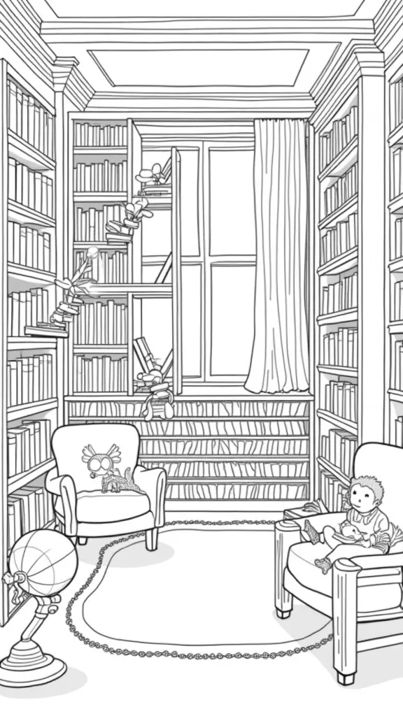 coloriages de bibliothèque imprimables